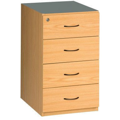 Desk High Pedestal, 4 Drawer in Oak Melawood