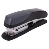 Black 67 Brand Desktop Stapler, Made of Plastic, Loads 210 Staples, Staples 20 Pages, Suitable for Office and Home Use, Featuring a Durable and High-Quality Design with a Sleek Black Finish.