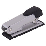 Silver 67 Brand Desktop Stapler with Black Accents, Loaded with 105 Staples, Staples up to 20 Sheets, Medium Size, Durable Steel Construction, Ideal as a 20 Sheet Stapler for Office and Home Use.