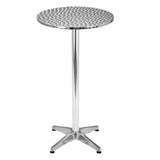 Diablo Bar Table, Modern Metal Bar Table with a Textured Round Top and a Sleek Chrome Finish.