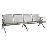 Die Cast Aluminium Airport Bench | JOC-ABC-ADCA3, Metallic Seating Bench with Four Seats, Perforated Backrests, Armrests, and Angled Legs.
