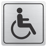 Disabled Toilet Symbolic Sign – Black Printed on Brushed Aluminium ACP (150 x 150mm)