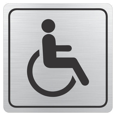 Disabled Toilet Symbolic Sign – Black Printed on Brushed Aluminium ACP (150 x 150mm)