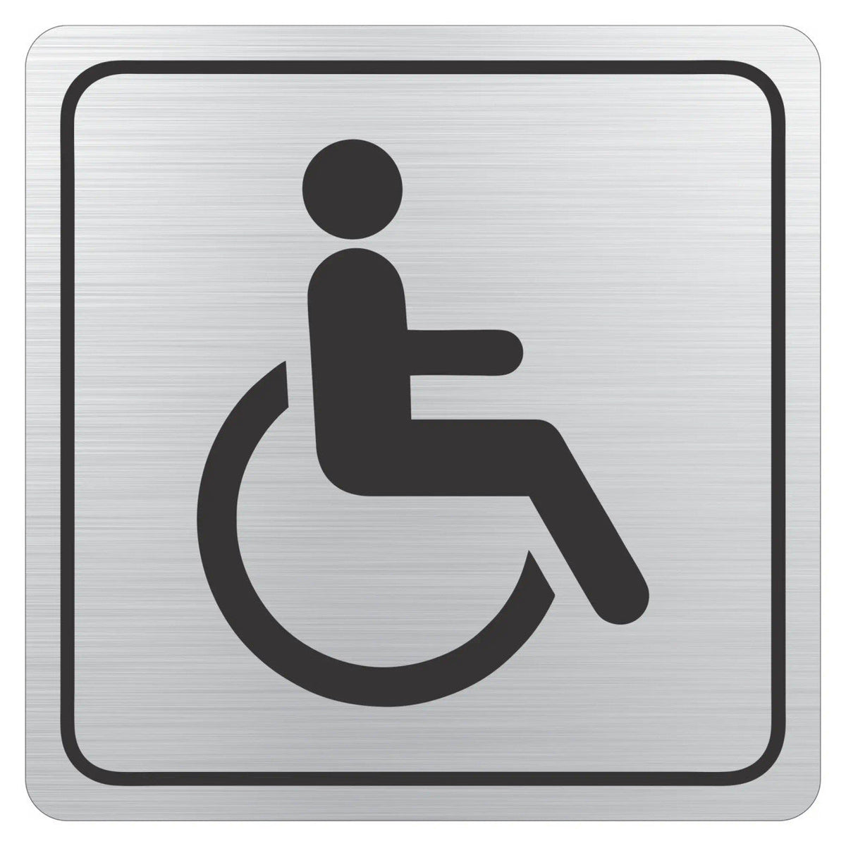 Disabled Toilet Symbolic Sign – Black Printed on Brushed Aluminium ACP (150 x 150mm)