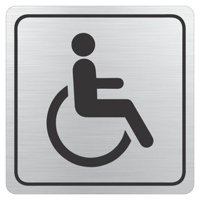 Disabled Toilet Symbolic Sign – Black Printed on Brushed Aluminium ACP (150 x 150mm)