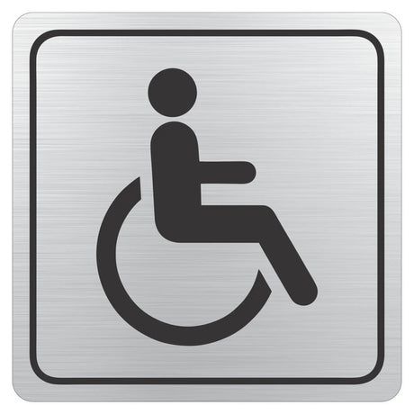 Disabled Toilet Symbolic Sign – Black Printed on Brushed Aluminium ACP (150 x 150mm)