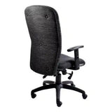 Diva High-back Office Chair by Office Stock, a Durable Office Chair with a High Backrest, Black Fabric Upholstery, Adjustable Armrests, and a Sturdy Five-Star Base with Casters, Showcasing Its Ergonomic Design and Comfortable Features.