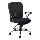 Black Diva Medium-back Office Chair by 67, a Productivity Chair with Adjustable Features, on a White Background, Featuring a Medium-back Design, Armrests, and a Five-Legged Base with Wheels.