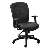Diva Medium-back Office Chair by Office Stock South Africa, Featuring a Dark Grey Fabric Seat and Backrest, Black Armrests, and a Sturdy Black Base with Five Wheels, Showcasing a Sleek and Ergonomic Design.