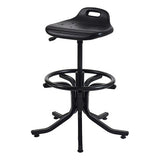 Black PU Seat Chair, PUB9 Draughtsman Chair from Office Stock South Africa, Featuring a Solid PU Seat and Adjustable Height, on a Sturdy Four-Legged Base with Caster Wheels, Designed for Comfort and Durability.