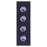Easy Rail Connector ER0015, a Black Metal Rail Connector with Four Metallic Screws Arranged Vertically.