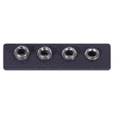 Easy Rail Connector ER0015, Close-Up of Four Transparent Screw Holes for Rail Connections.