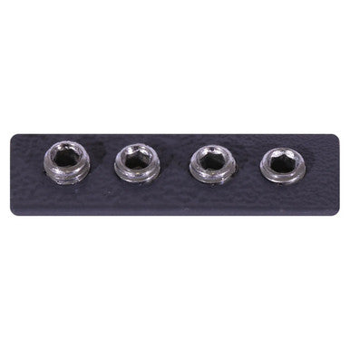 Easy Rail Connector ER0015, Close-Up of Four Transparent Screw Holes for Rail Connections.