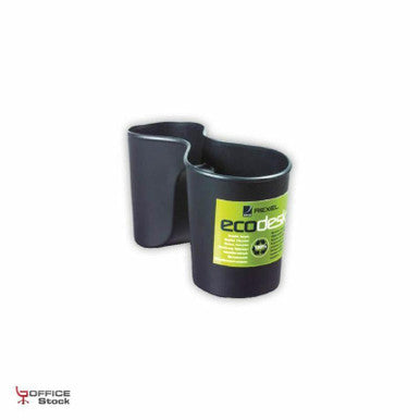 Eco Desk Pencil Cup RXLS-160215, Black Plastic Desk Organiser with a Built-in Pen and Pencil Holder.