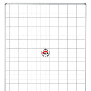 Educational Board Magnetic Whiteboard (1220 x 920 - Grey Squares - Side Panel - Option a) ED1268A, White Magnetic Whiteboard with Grey Grid Squares and Side Panel.