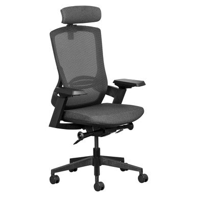 Firefly Mesh High-back Office Chair, Ergonomic Office Chair with Adjustable Headrest, Mesh Backrest, Padded Seat, and Armrests, on a Swivel Base with Wheels for Mobility.