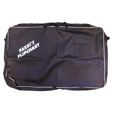 Flipchart Standard Carry Bag (1100 x 680 x 90 mm), Black Portable Bag with White Piping and a Front Pocket, Designed for Carrying Flipcharts and Accessories.