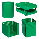 Fluted Desk Set: Two Tier Letter Tray, Paper Cube Holder, Pencil Cup, Waste Paper Bin