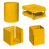 Fluted Desk Set: Two Tier Letter Tray, Paper Cube Holder, Pencil Cup, Waste Paper Bin