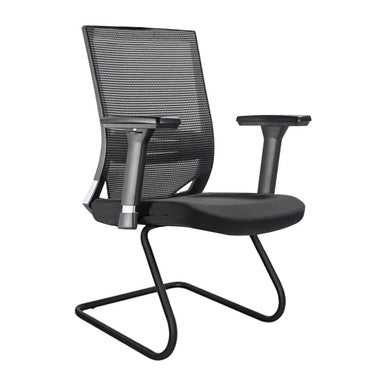 Galaxy G7 Mesh Visitor Office Chair by 67, Featuring a Black Mesh Back, Chrome Armrests, and a Durable Nylon Frame, Providing Comfort and Support with Its Sleek Design and Adjustable Chrome Armrests Chair.