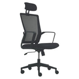 Galaxy G8 Mesh High-Back Office Chair, Black Mesh back Frame. Adjustable fabric headrest. Black fabric seat with moulded foam. Swivel and Tilt Mechanism.