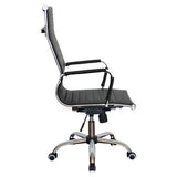 Generic High-back Office Chair, a Black Ergonomic Office Chair with High Backrest, Armrests, and Adjustable Height, Featuring a Chrome-Finished Base with Wheels for Mobility.