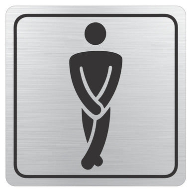 Gents Toilet Symbolic Sign - Black Printed on Brushed Aluminium ACP (150 x 150mm)