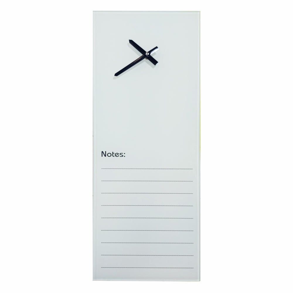 Glass Clock With Notes (200 x 580mm – White)