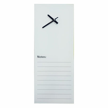 Glass Clock With Notes (200 x 580mm – White)