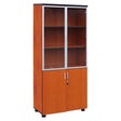 Glass Door Cabinet, Two Glass Doors Top, Two Wooden Doors Bottom