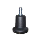 Glide for Nylon Chair Base by Office Stock South Africa, a Black Cylindrical Fitting with a Silver Threaded Stem, Designed for Effortless Rolling Movement and Noise Reduction on Standard Nylon Chair Bases.