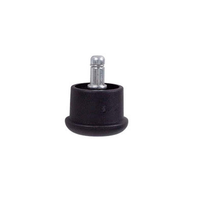 Glide for Nylon Chair Base by Office Stock South Africa, a Durable Chair Accessory with a Black Cylindrical Body and Silver Stem, Designed for Effortless Rolling Movement and Noise Reduction, Enhancing Mobility in Workspace.