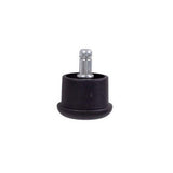 Glide for Nylon Chair Base by Office Stock South Africa, a Black Cylindrical Office Furniture Solution with a Clear Plastic Stem, Designed for Effortless Rolling Movement and Noise Reduction, Enhancing Mobility in Workspace.