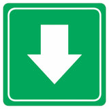 Green Arrow Sign on White ACP, 150 x 150 mm, with Rounded Edges and UV Print. a Green Square Sign with a White Border and Downward Pointing Arrow, Double-sided Tape Included, from Brand 67.