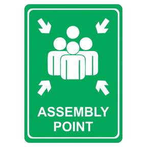 Green Assembly Point Symbolic Sign – Printed on White ACP (297 x 210mm)