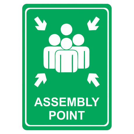Green Assembly Point Symbolic Sign – Printed on White ACP (297 x 210mm)