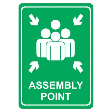 Green Assembly Point Symbolic Sign – Printed on White ACP (297 x 210mm)