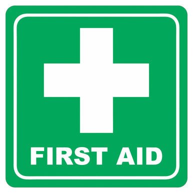 Green First Aid Symbolic Sign – Printed on White ACP (150 x 150mm)