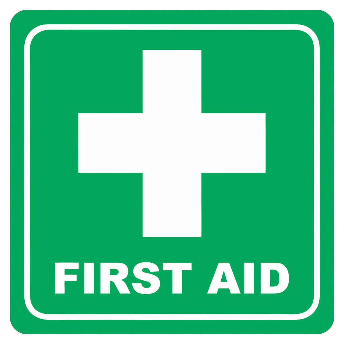 Green First Aid Symbolic Sign – Printed on White ACP (150 x 150mm)