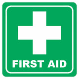 Green First Aid Symbolic Sign - Printed on White ACP (150 x 150mm)