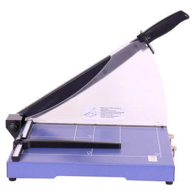 Guillotine Steel Base (310 mm - 20 Sheets - A4), a Heavy-Duty Paper Cutter with a Steel Base, a Sharp Blade, and a Safety Guard for Precise Cutting of up to 20 Sheets of A4 Paper.