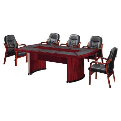 H011 Boardroom Table with Leather Inlay – Mahogany Veneer