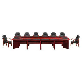 H013A Boardroom Table with Leather Inlay – Mahogany Veneer