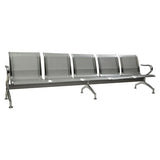 Heavy Duty Steel Airport Bench, Five-Seater Airport Seating with Perforated Metal Seats and Armrests, Constructed from Durable Steel with a Sleek Finish.
