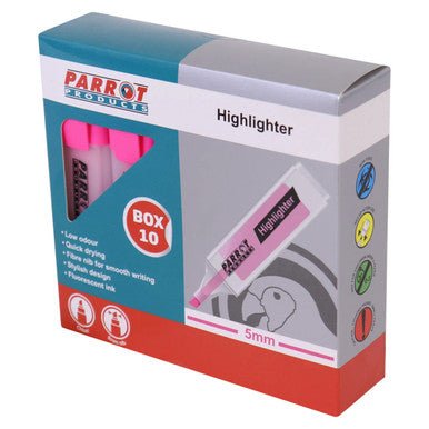 Highlighter Marker Box (10 Markers – Pink)