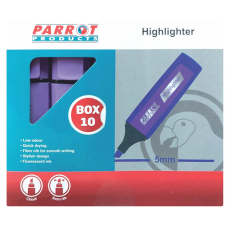 Highlighter Marker Box (10 Markers – Purple)