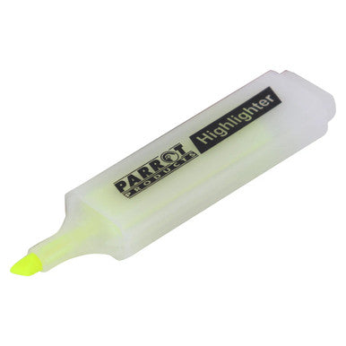 Highlighter Marker Box (10 Markers - Yellow) PH1001Y, Yellow Highlighter Marker with a Semi-Transparent White Plastic Case.