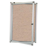 Hinged Pinning Display Case, Beige-Coloured 900 x 600 mm Size with Metal Frame and Lockable Door for Displaying Items.