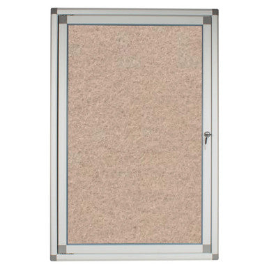 Hinged Pinning Display Case (900 x 600 mm - Beige), Beige-Coloured Display Case with a Hinged Door and Pinning Surface for Showcasing and Organising Items.