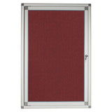 Hinged Pinning Display Case, 900 x 600 mm Burgundy Colour with Metal Frame and Lockable Door for Wall Mounting.